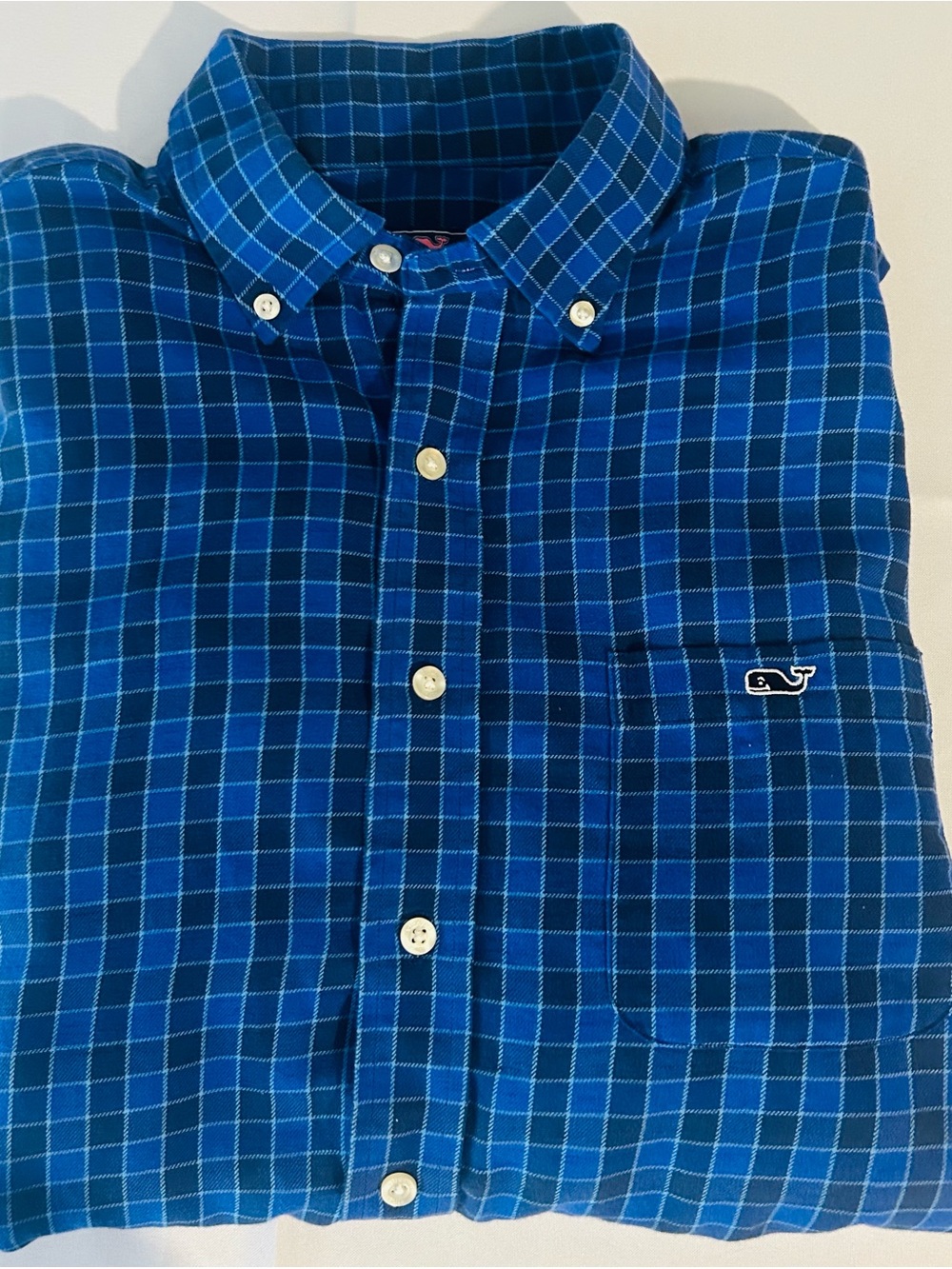 Vineyard Vines Long Sleeve Blue Plaid Button-Down Classic Fit Tucker Shirt